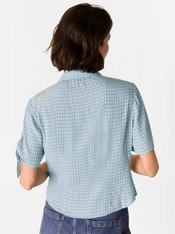 Whistles Oval Spot Tie Short Sleeve Shirt, Blue/Multi - view 2, Blue/Multi