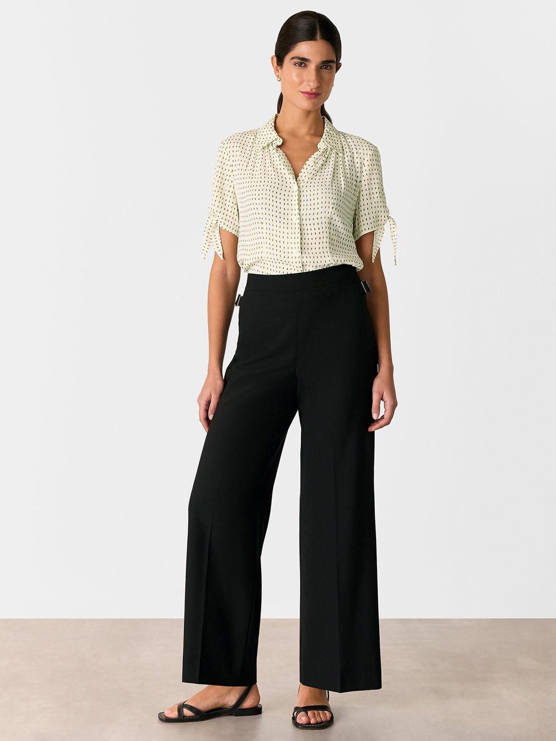 Product image 5 of 6, which shows Whistles Oval Spot Tie Sleeve Blouse, Ivory/Khaki, 6
