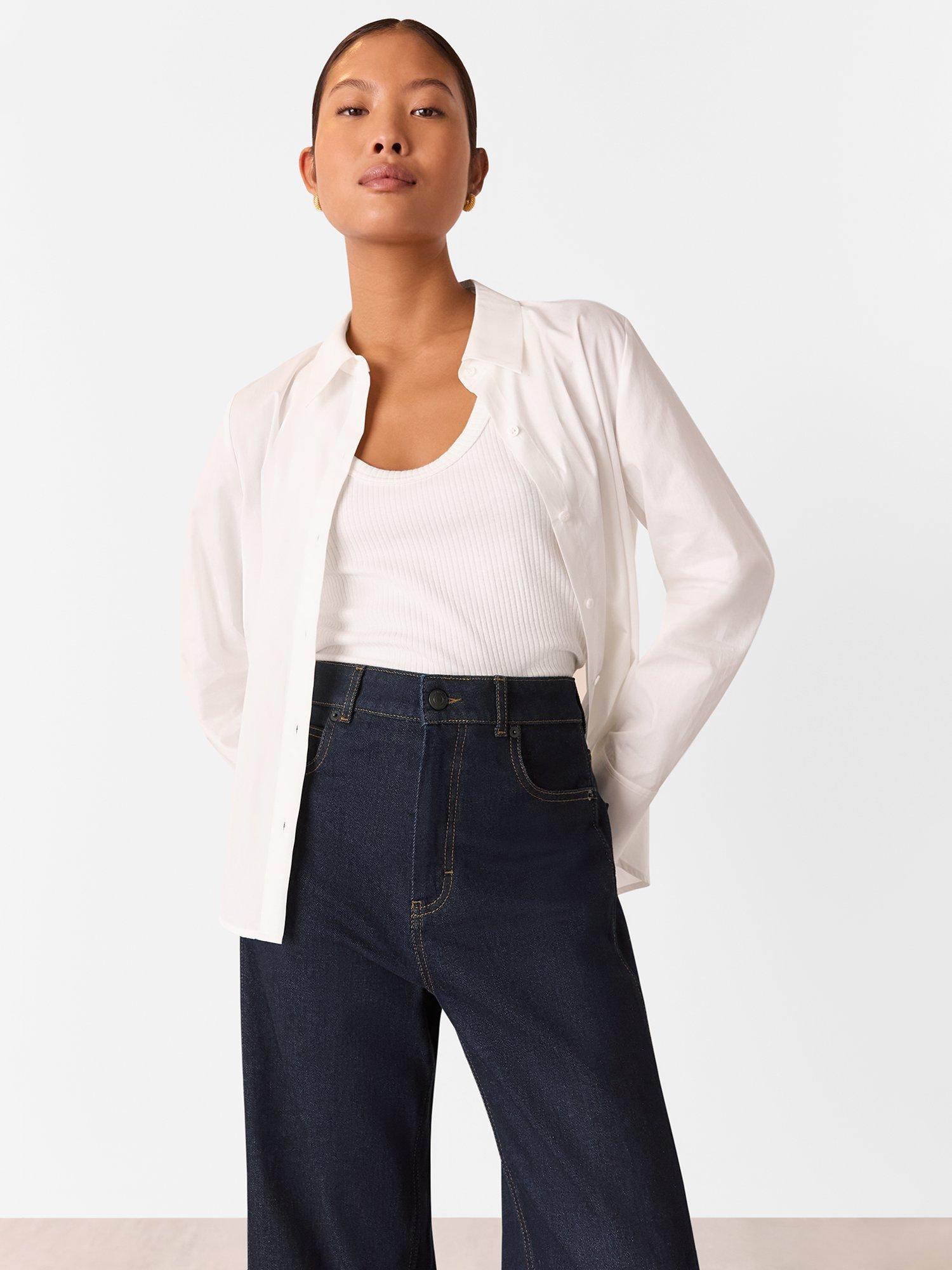 Product image 3 of 5, which shows Whistles Petite Stretch Barrel Leg Jeans, Dark Blue, 26