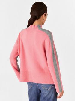 Whistles Colour Block Wool Blend Jumper, Pink/Multi - view 2, Pink/Multi