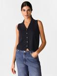 Whistles Maisie Button Front Tank Top, Navy