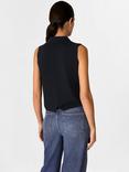 Whistles Maisie Button Front Tank Top, Navy