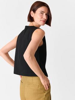 Whistles Button Rib Tank Top, Black - view 2, Black