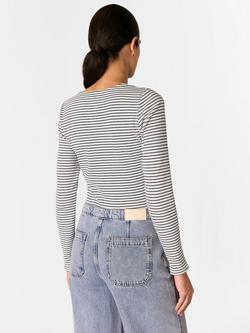 Whistles Stripe Long Sleeve Top, Ivory/Multi - view 2, Ivory/Multi