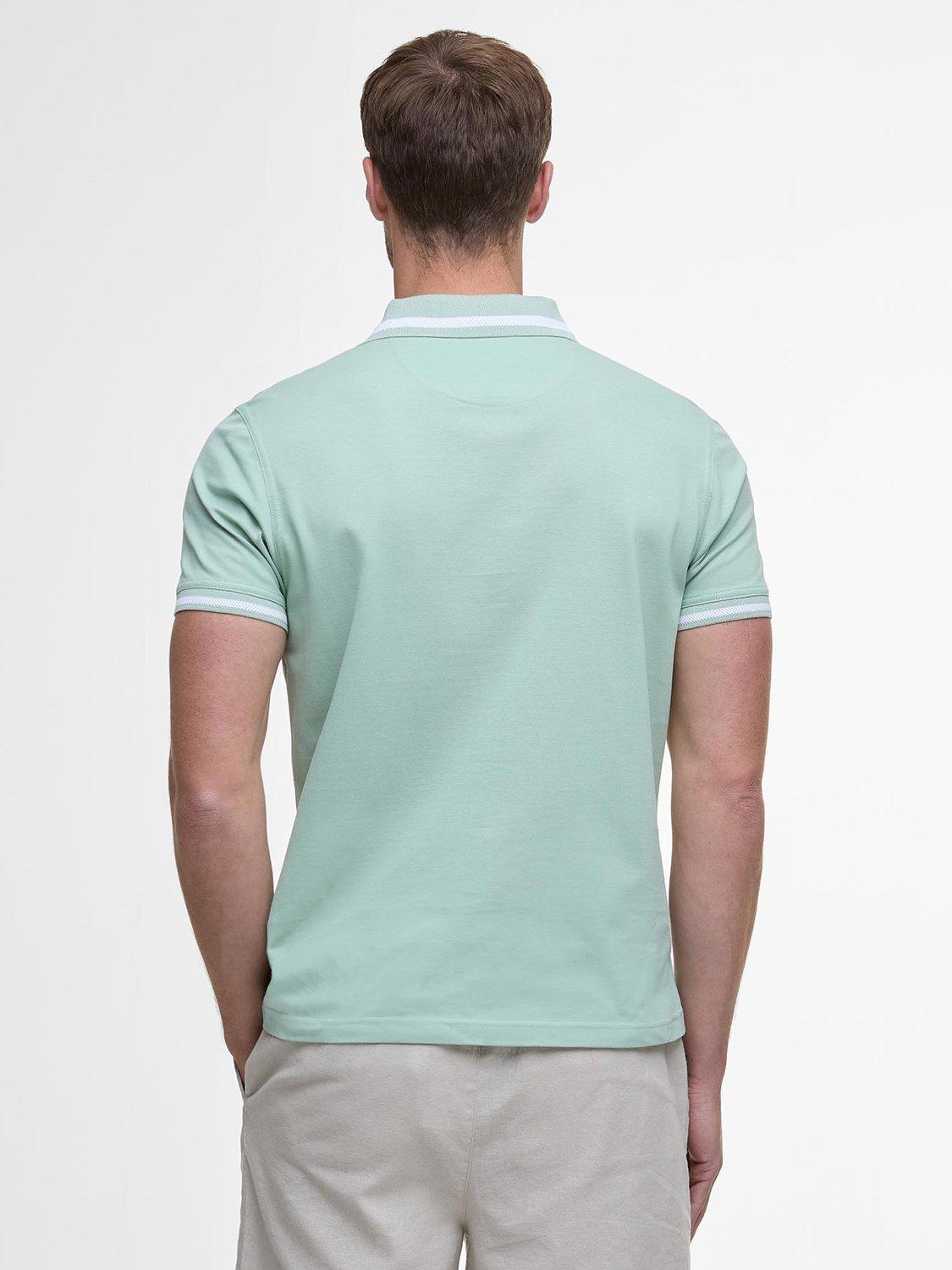 Product image 2 of 6, which shows Barbour Ferrybridge Cotton Short Sleeve Polo Shirt, Pale Apple, XL