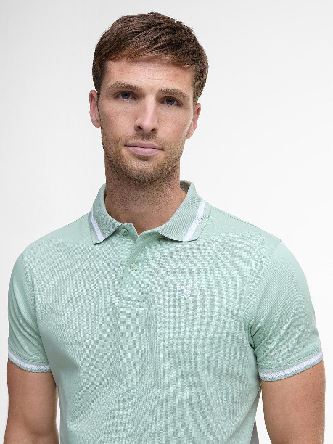 Product image 5 of 6, which shows Barbour Ferrybridge Cotton Short Sleeve Polo Shirt, Pale Apple, XL