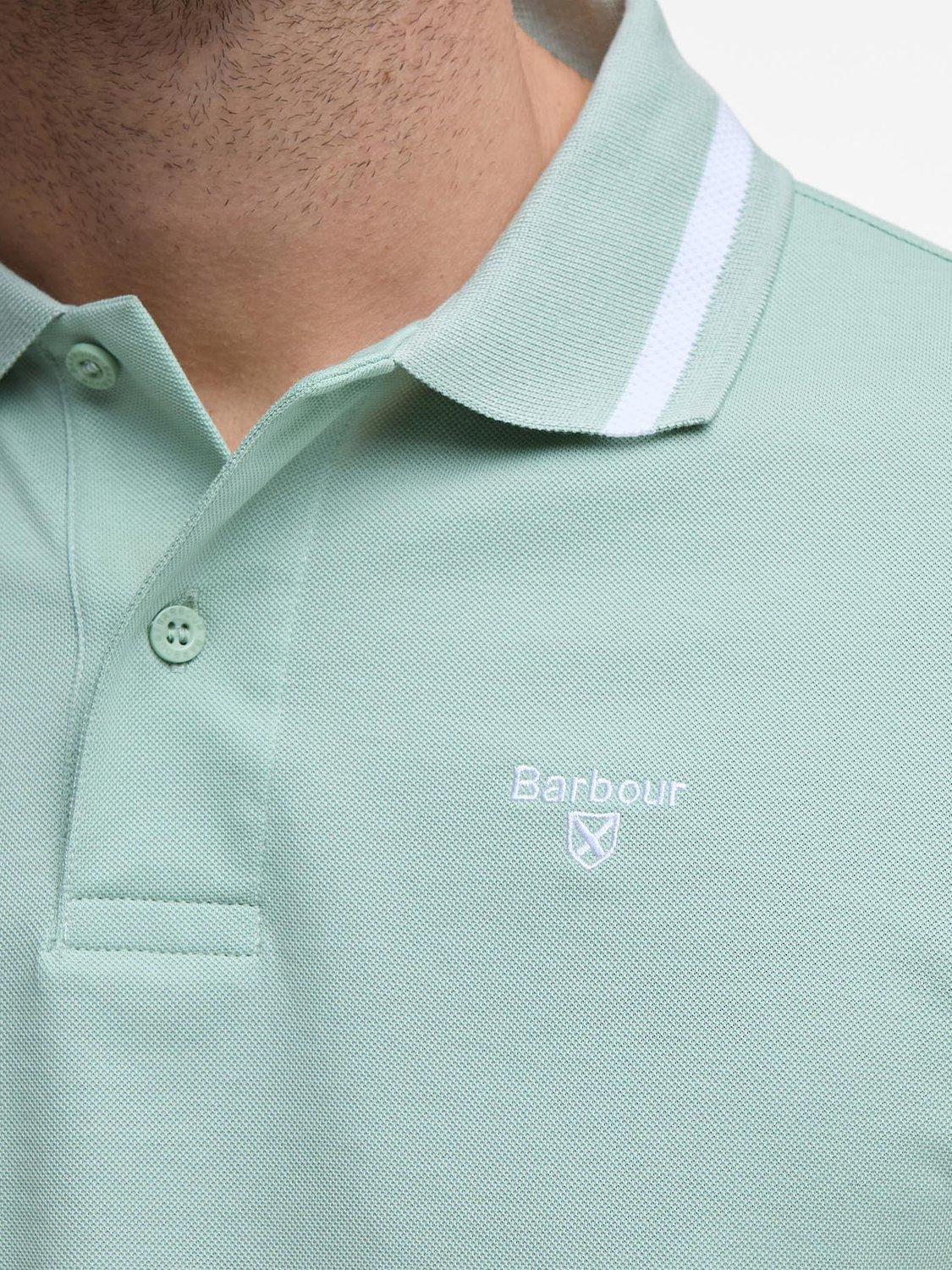 Product image 6 of 6, which shows Barbour Ferrybridge Cotton Short Sleeve Polo Shirt, Pale Apple, XL