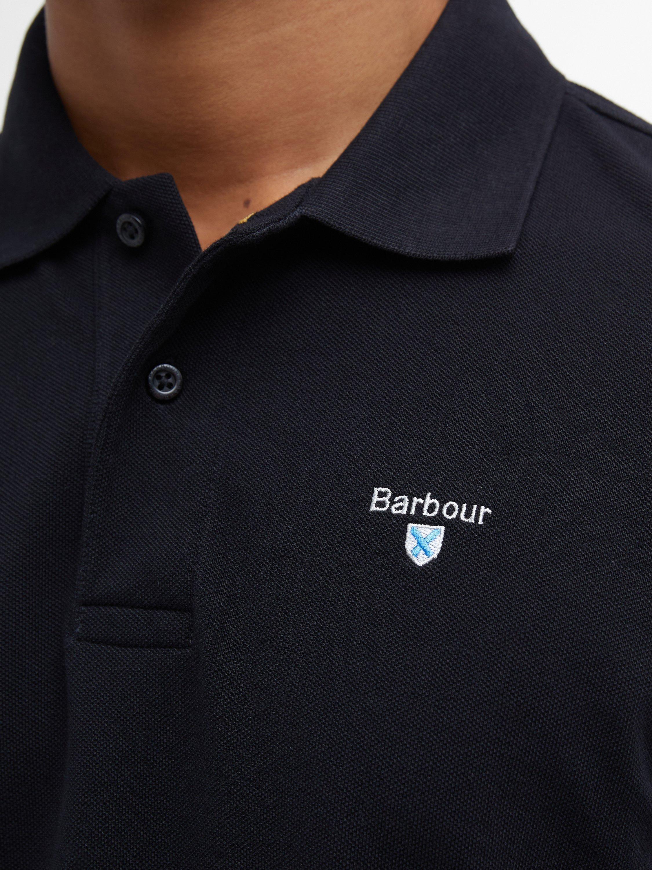 Product image 6 of 6, which shows Barbour Cotton Regular Fit Short Sleeve Essential Polo Shirt, Black, S