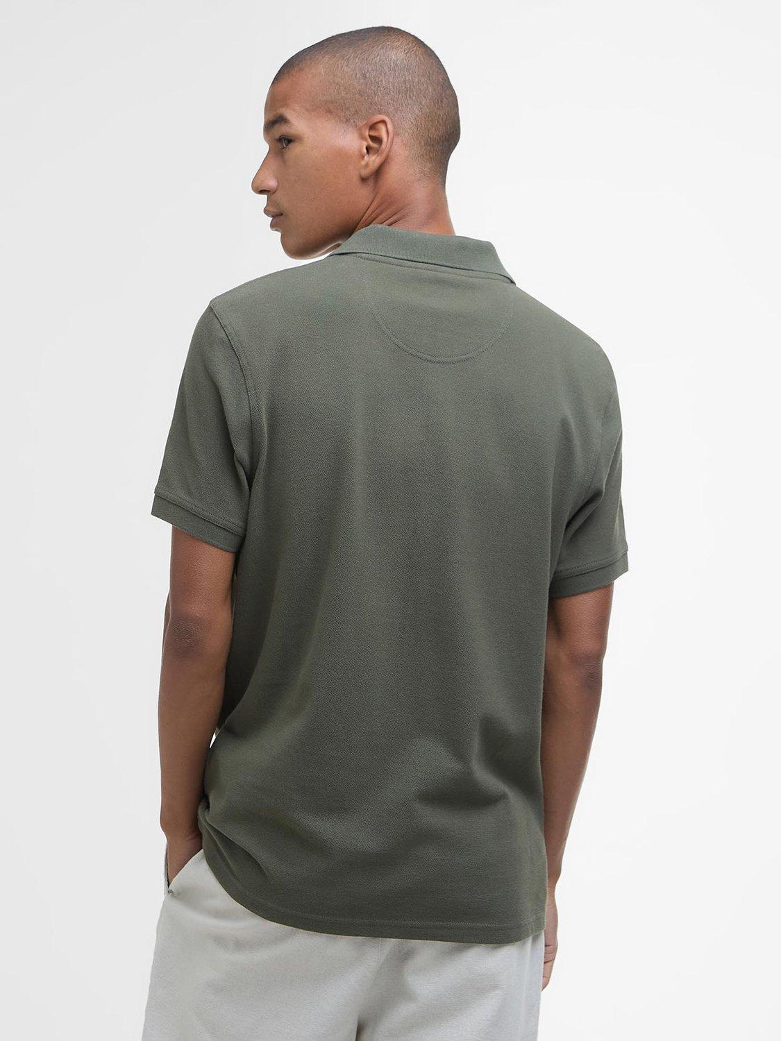 Product image 2 of 6, which shows Barbour Cotton Regular Fit Short Sleeve Essential Polo Shirt, Uniform Green, S
