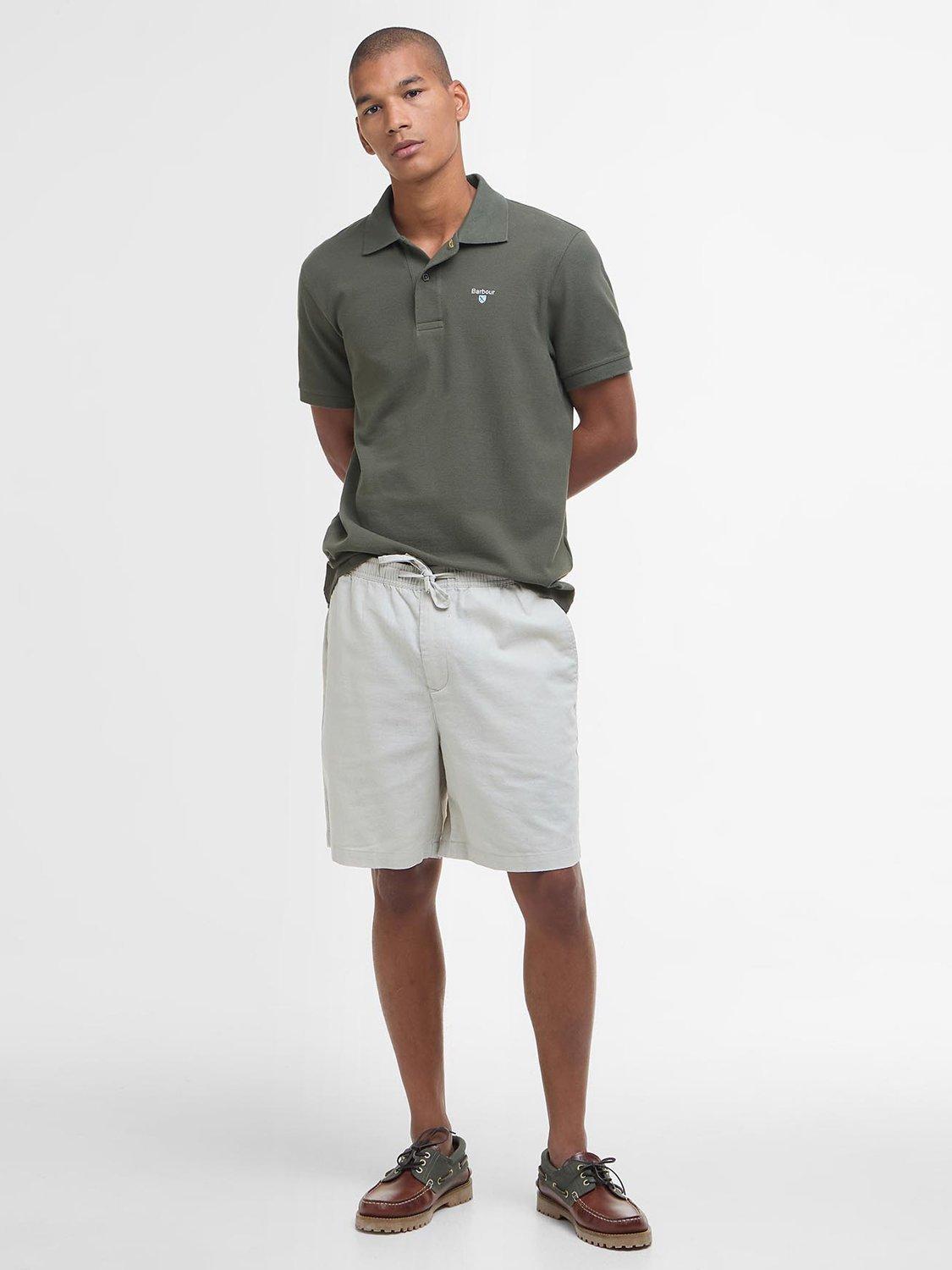 Product image 3 of 6, which shows Barbour Cotton Regular Fit Short Sleeve Essential Polo Shirt, Uniform Green, S