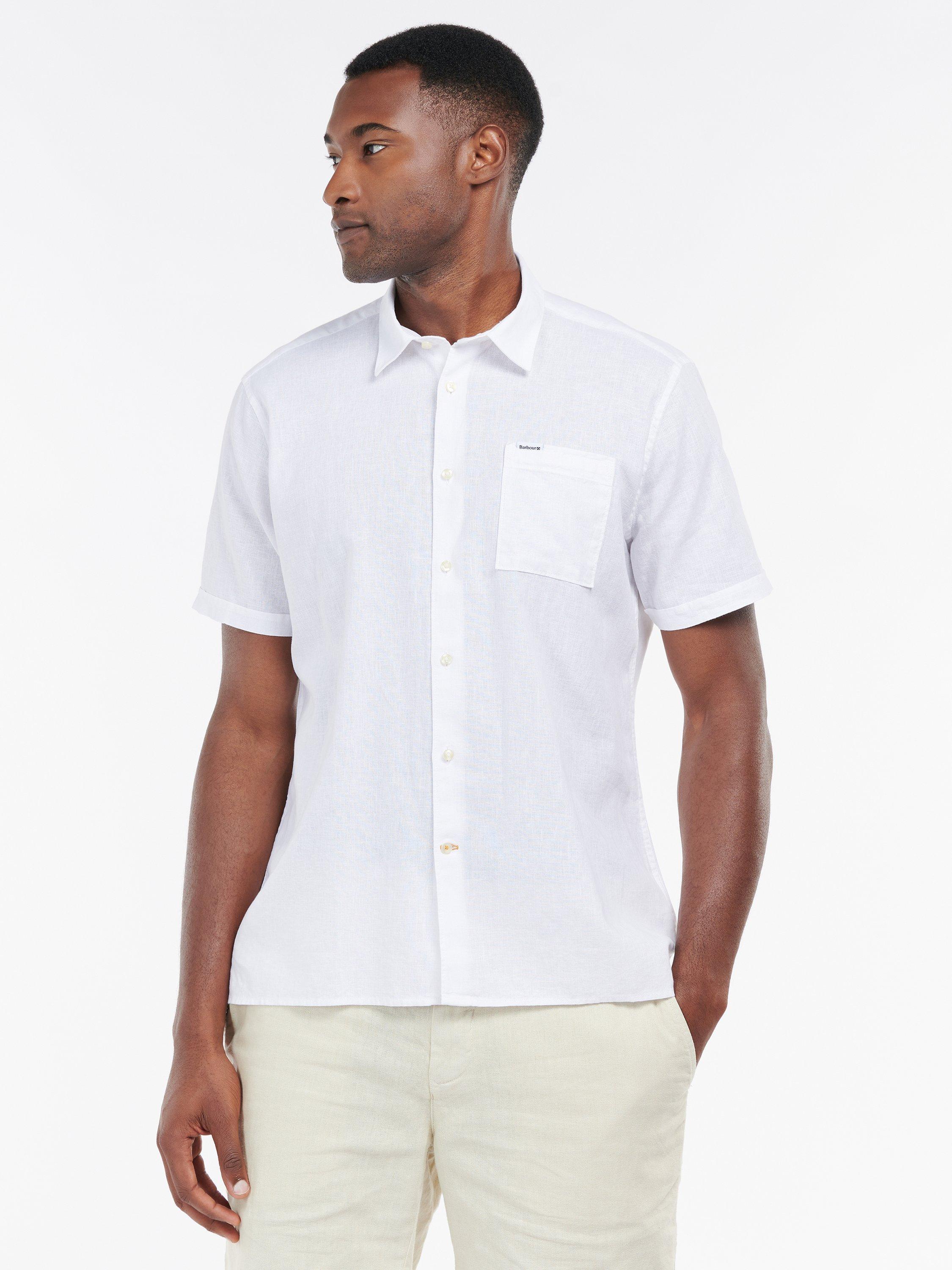 Product image 1 of 6, which shows Barbour Nelson Short Sleeve Shirt, White, S