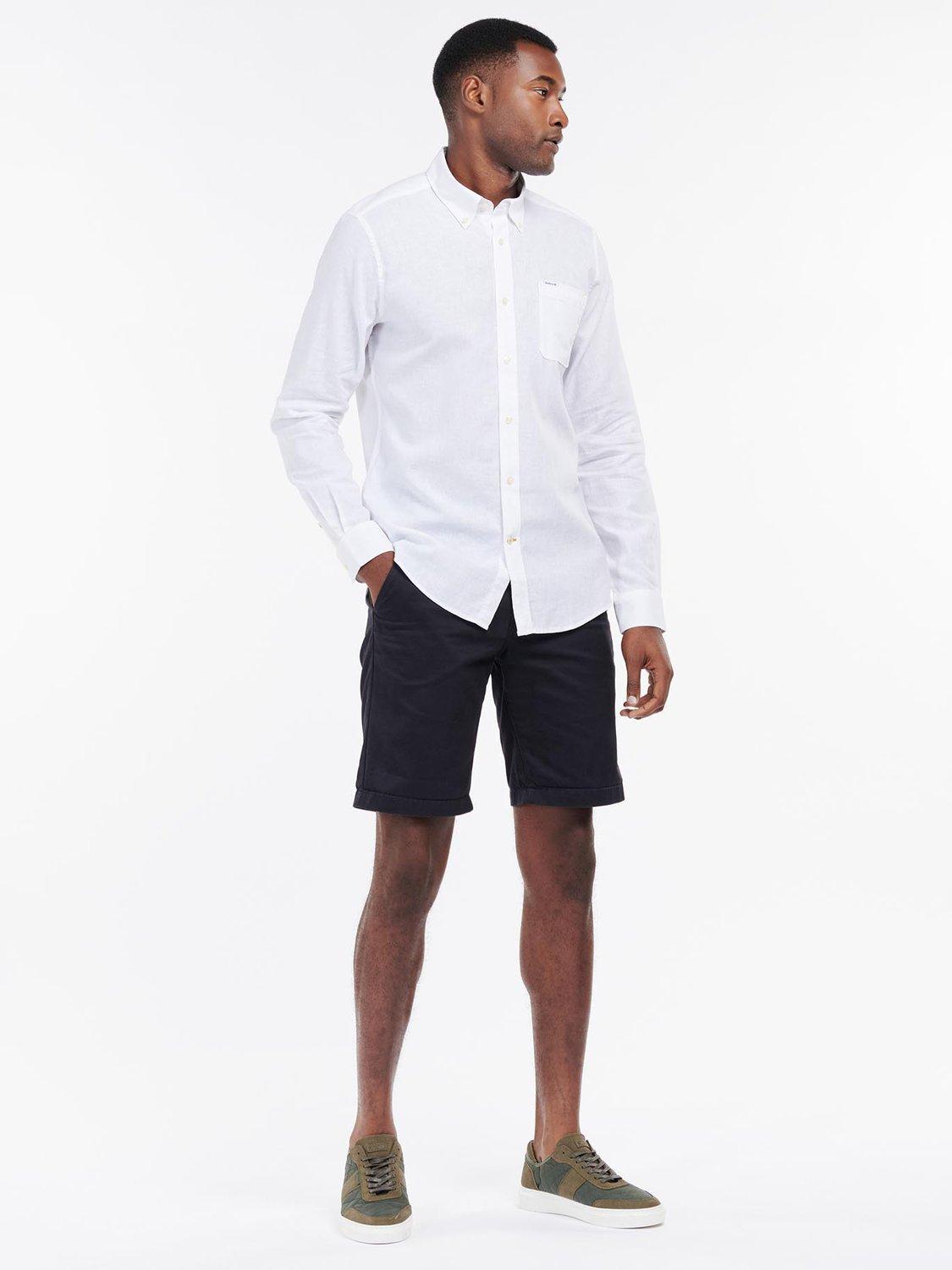 Product image 3 of 7, which shows Barbour Nelson Linen & Cotton Blend Tailored Fit Shirt, White, S