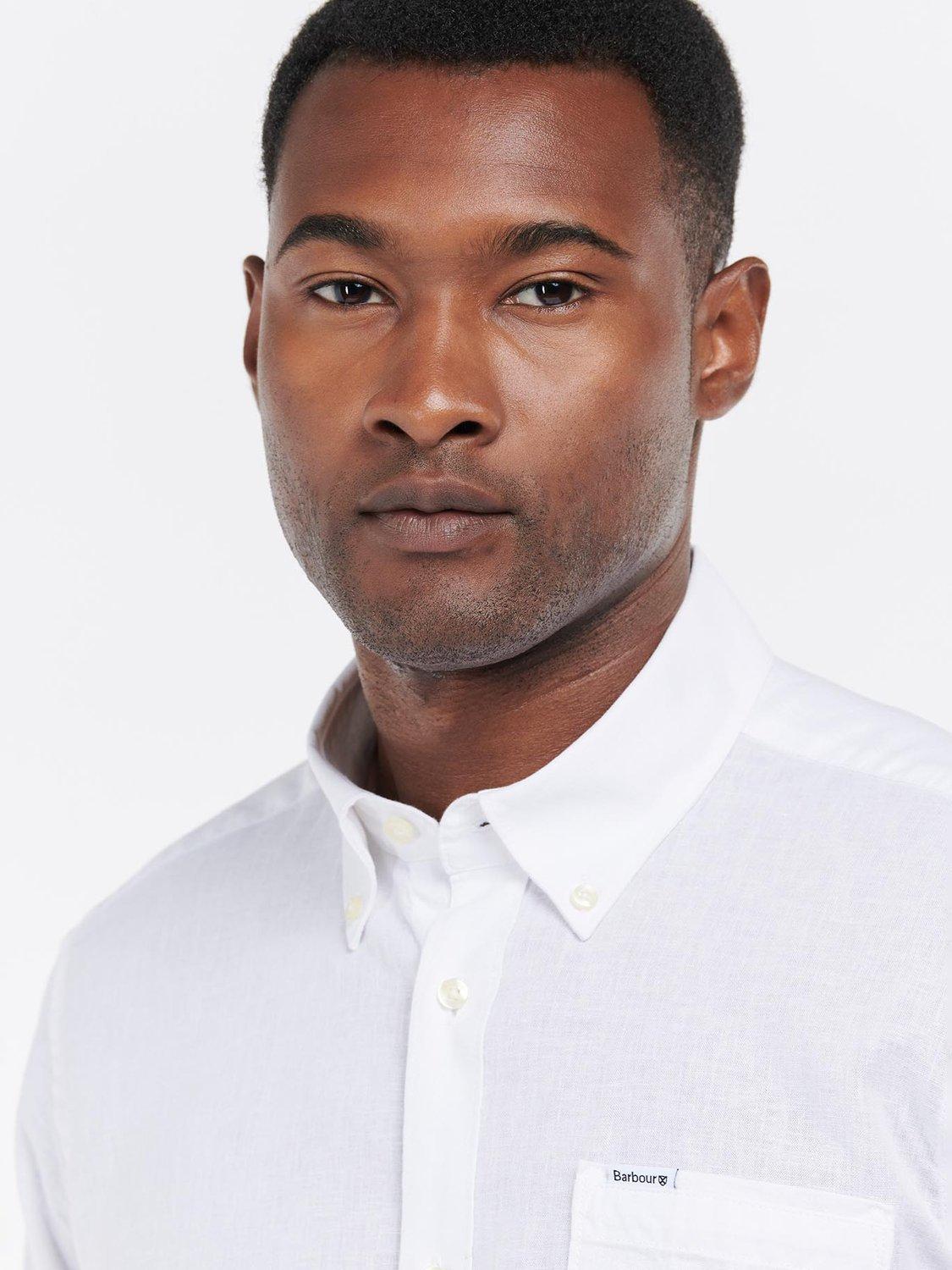 Product image 4 of 7, which shows Barbour Nelson Linen & Cotton Blend Tailored Fit Shirt, White, S