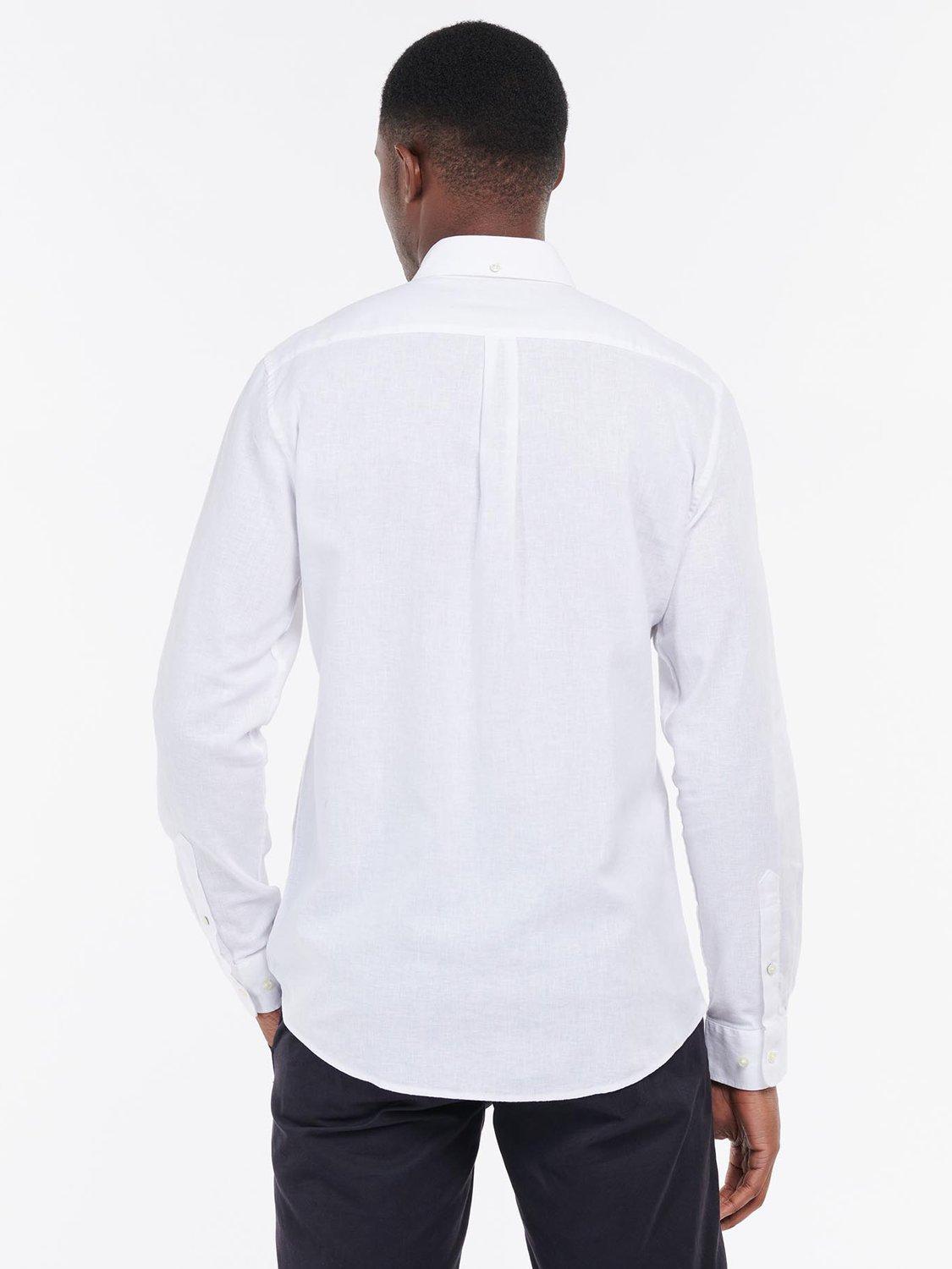 Product image 5 of 7, which shows Barbour Nelson Linen & Cotton Blend Tailored Fit Shirt, White, S