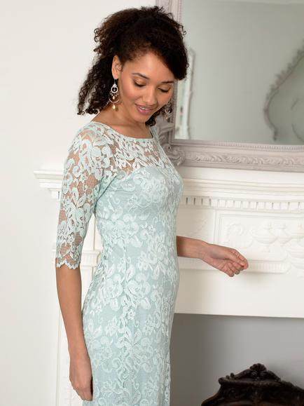 Alie Street Lila Floral Lace Dress, Mint Silver Green - view 2, Mint Silver Green