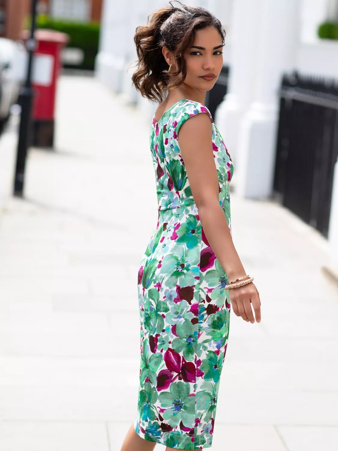 Ankara Styles For Classic Dresses For Wedding Guests Floral Hourglass Midi  Wedding Guest Dress  Rosies Closet