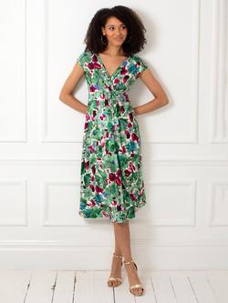 Alie Street Sara Floral Midi Dress, Paradise Green/Multi, Paradise Green/Multi