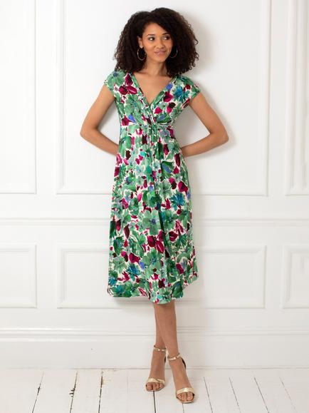 Alie Street Sara Floral Midi Dress, Paradise Green/Multi, Paradise Green/Multi