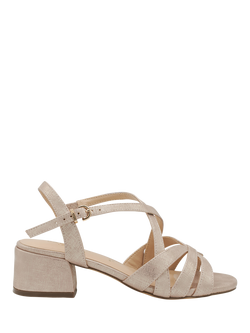 Paradox London Nerissa Wide Fit Block Heeled Sandals, Nude Shimmer