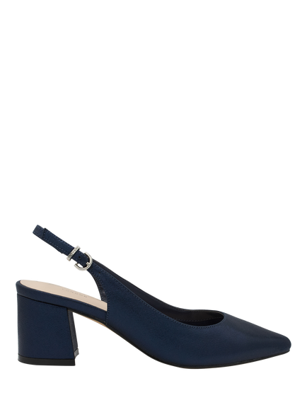 Paradox London Flynn Wide Fit Block Heel Slingback Court Shoes, Navy