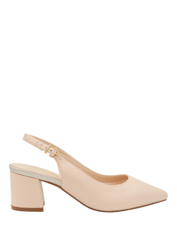 Paradox London Flynn Wide Fit Block Heel Slingback Court Shoes, Natural Beige