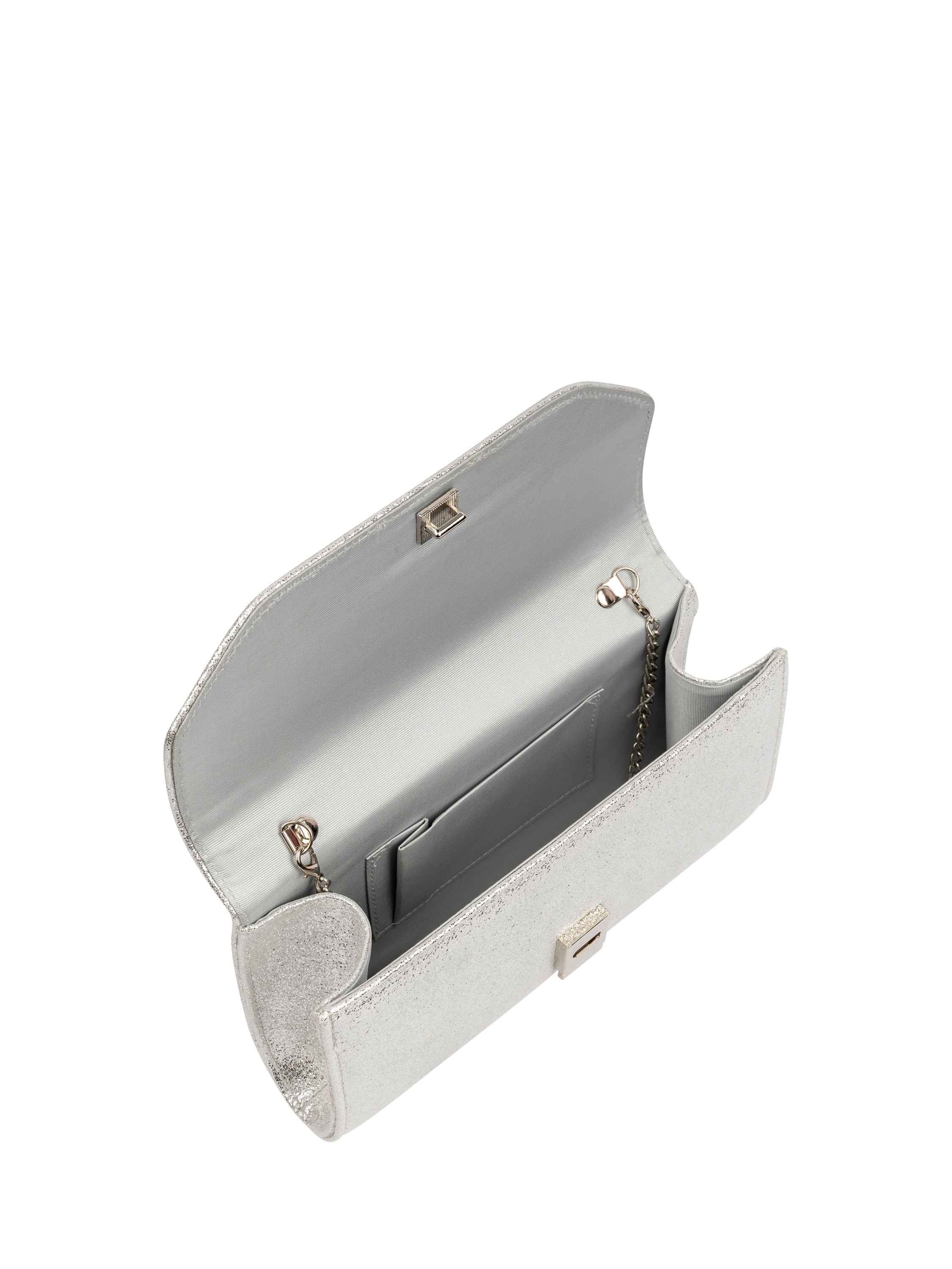 Product image 4 of 4, which shows Paradox London Dyani Glitter Clutch Bag, Silver