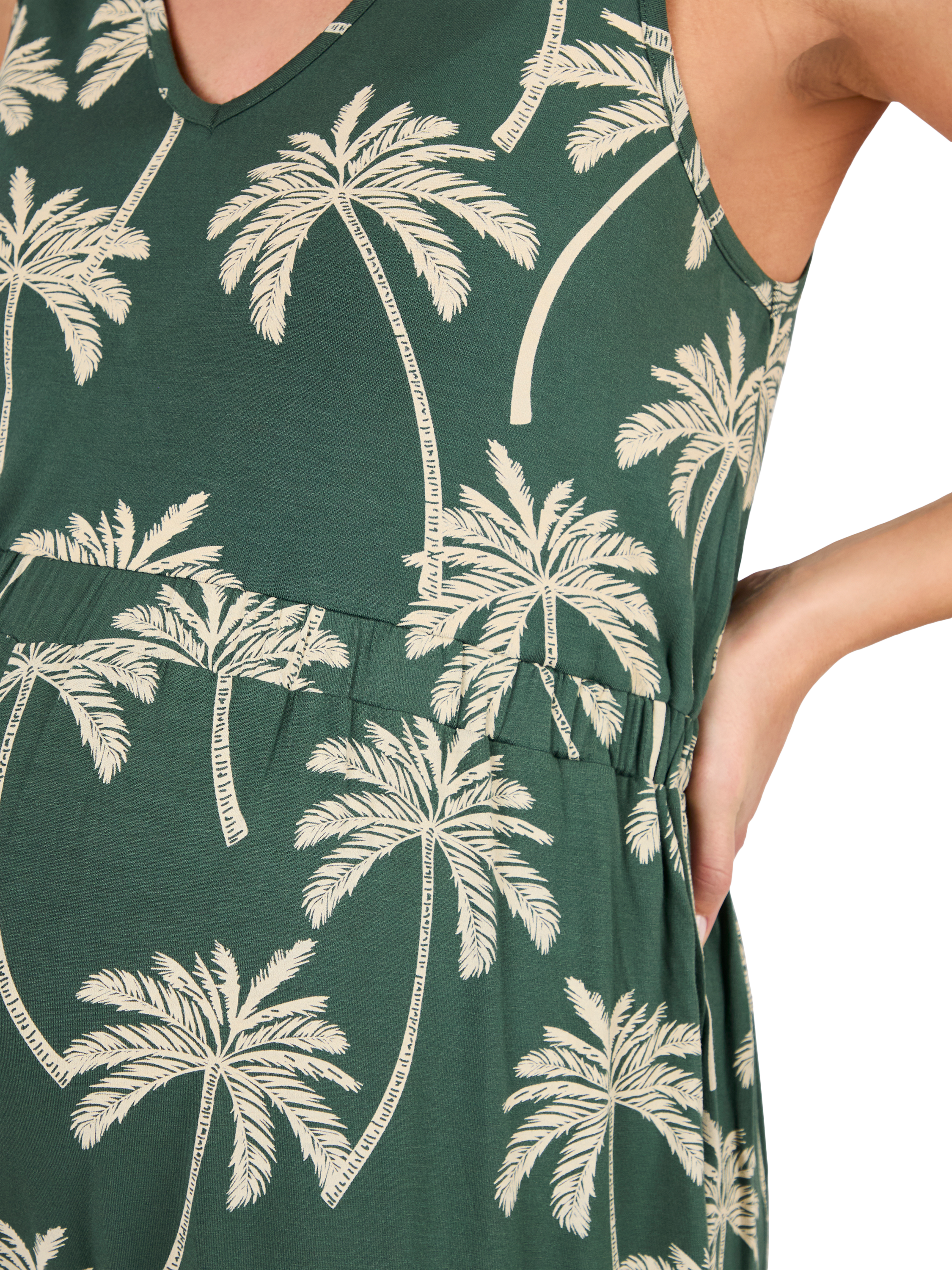 Product image 4 of 4, which shows JoJo Maman Bébé Palm Tree Jumpsuit, Khaki, S