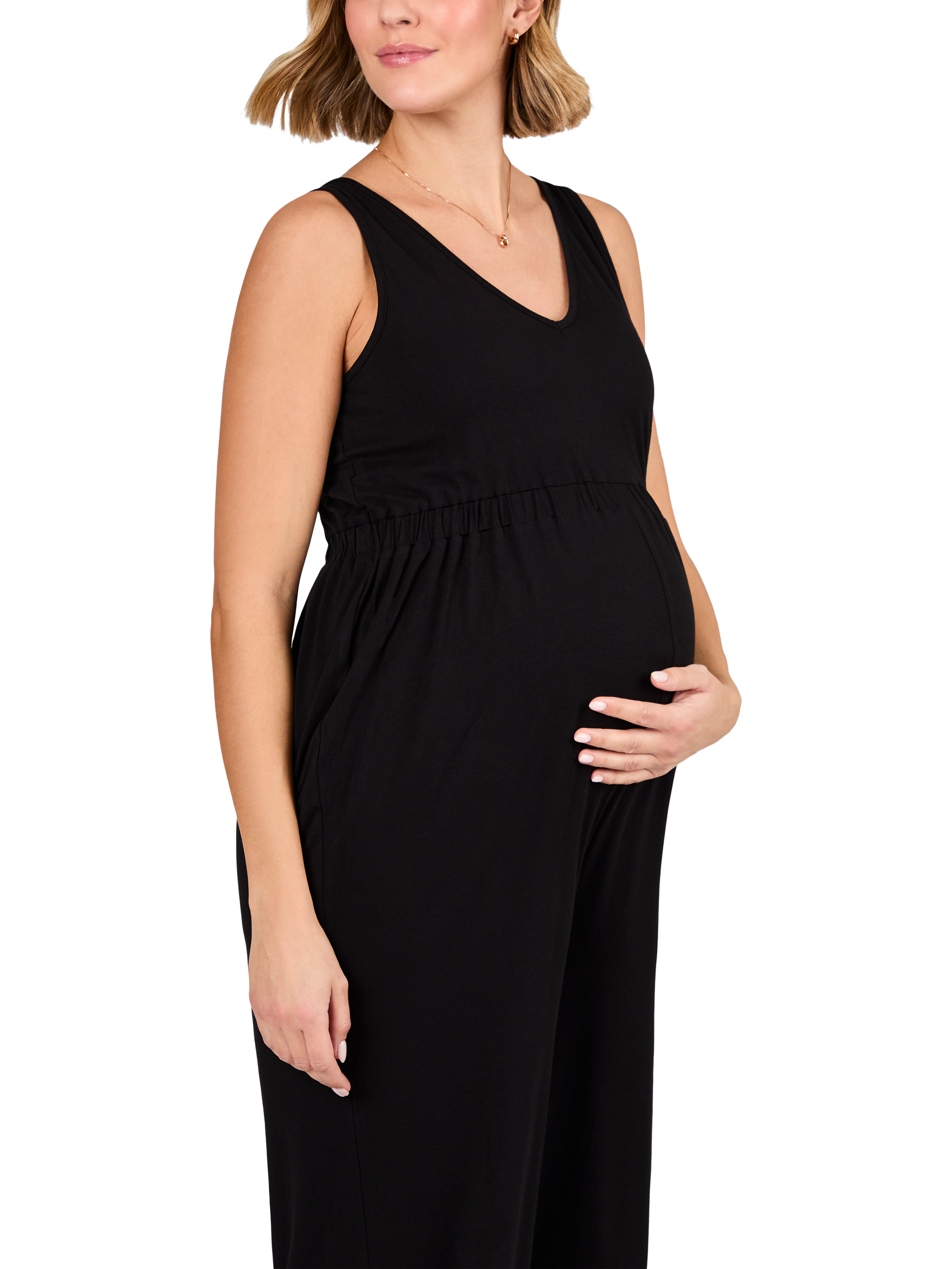 Product image 2 of 4, which shows JoJo Maman Bébé V-Neck Maternity Jumpsuit , Black, S