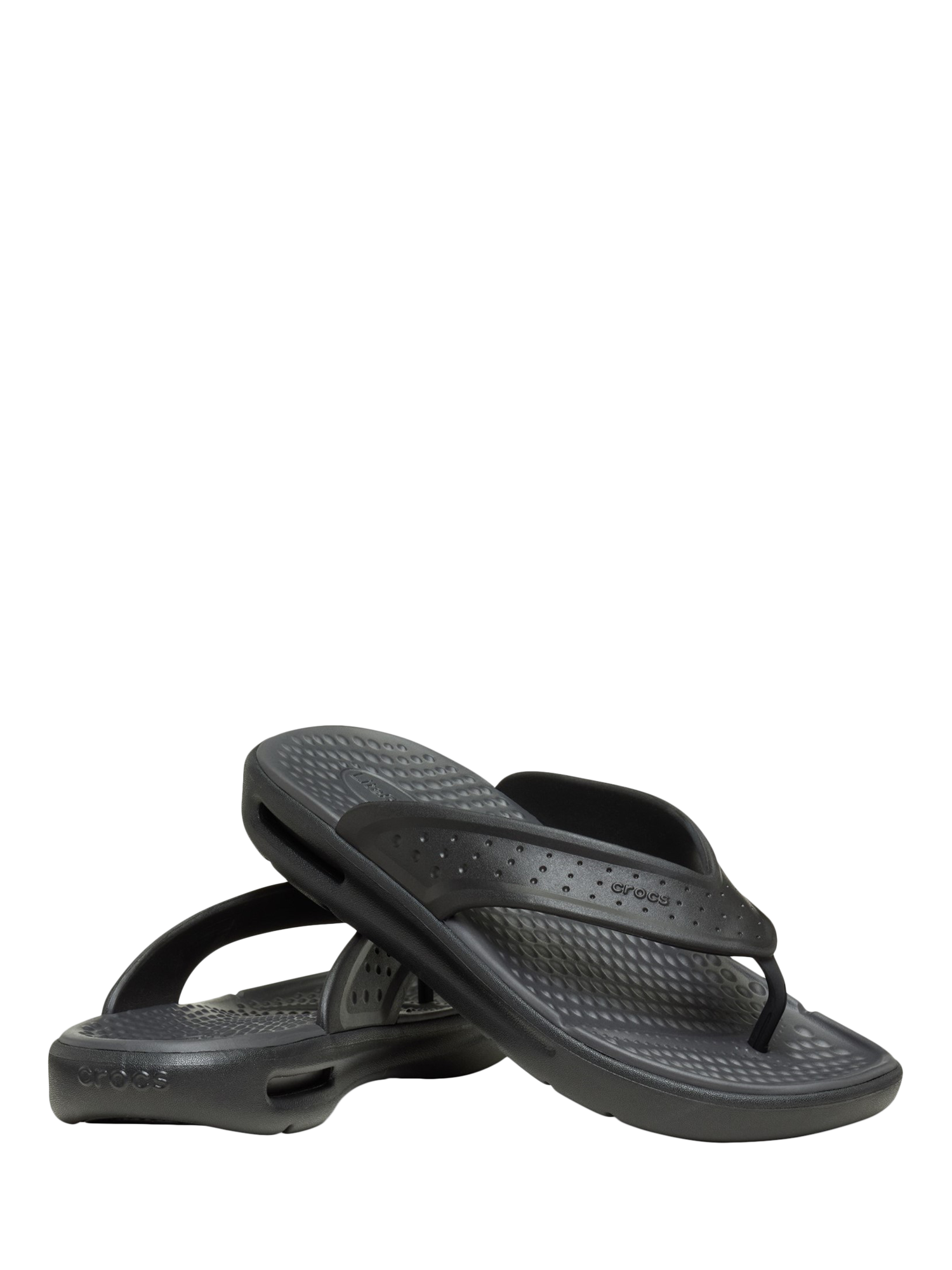 Product image 4 of 6, which shows Crocs InMotion Flip Flops, Black, 6