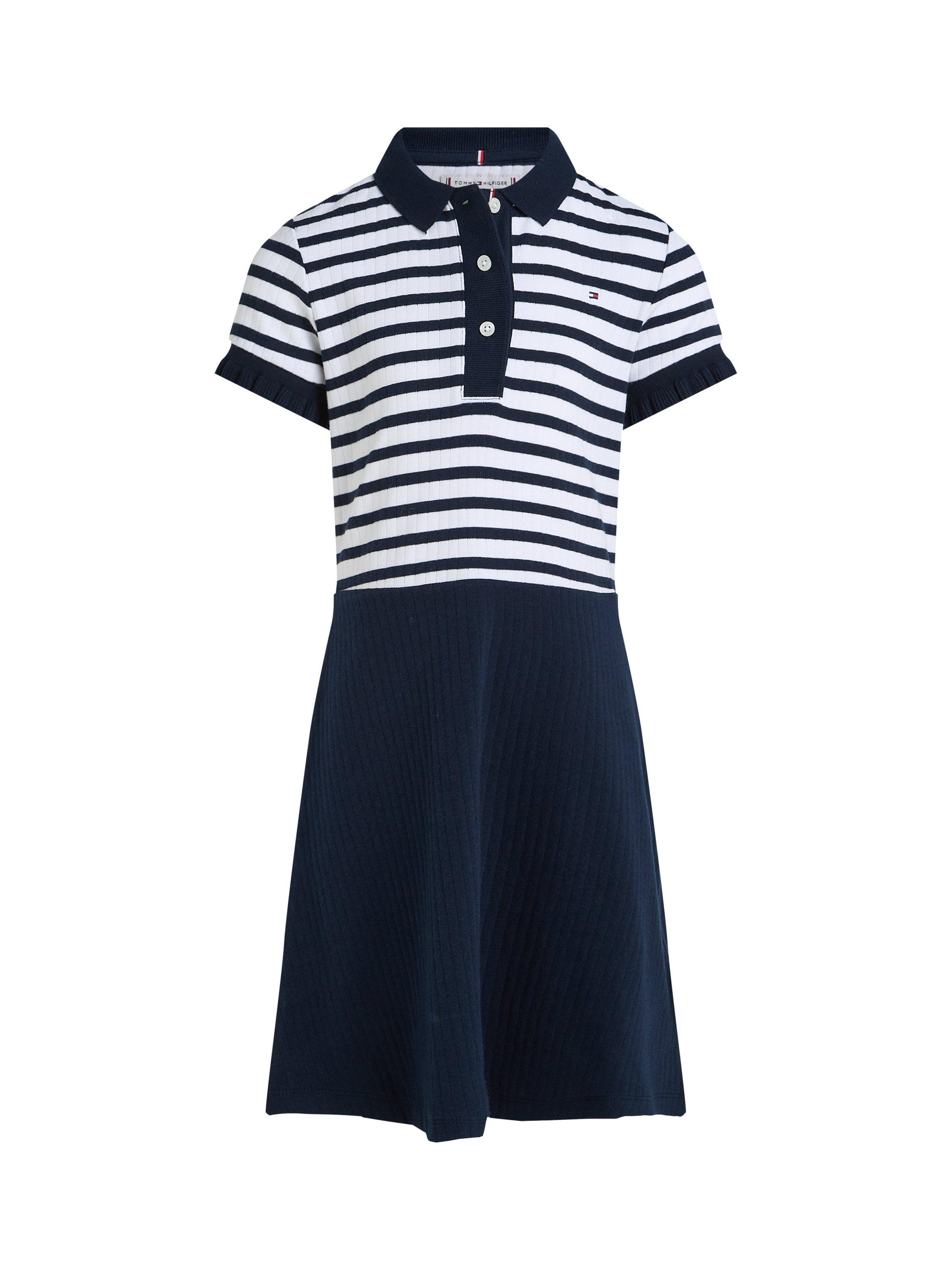 Product image 1 of 3, which shows Tommy Hilfiger Kids' Adaptive Collection Polo Skater Dress, Dark Night Navy, 3 years