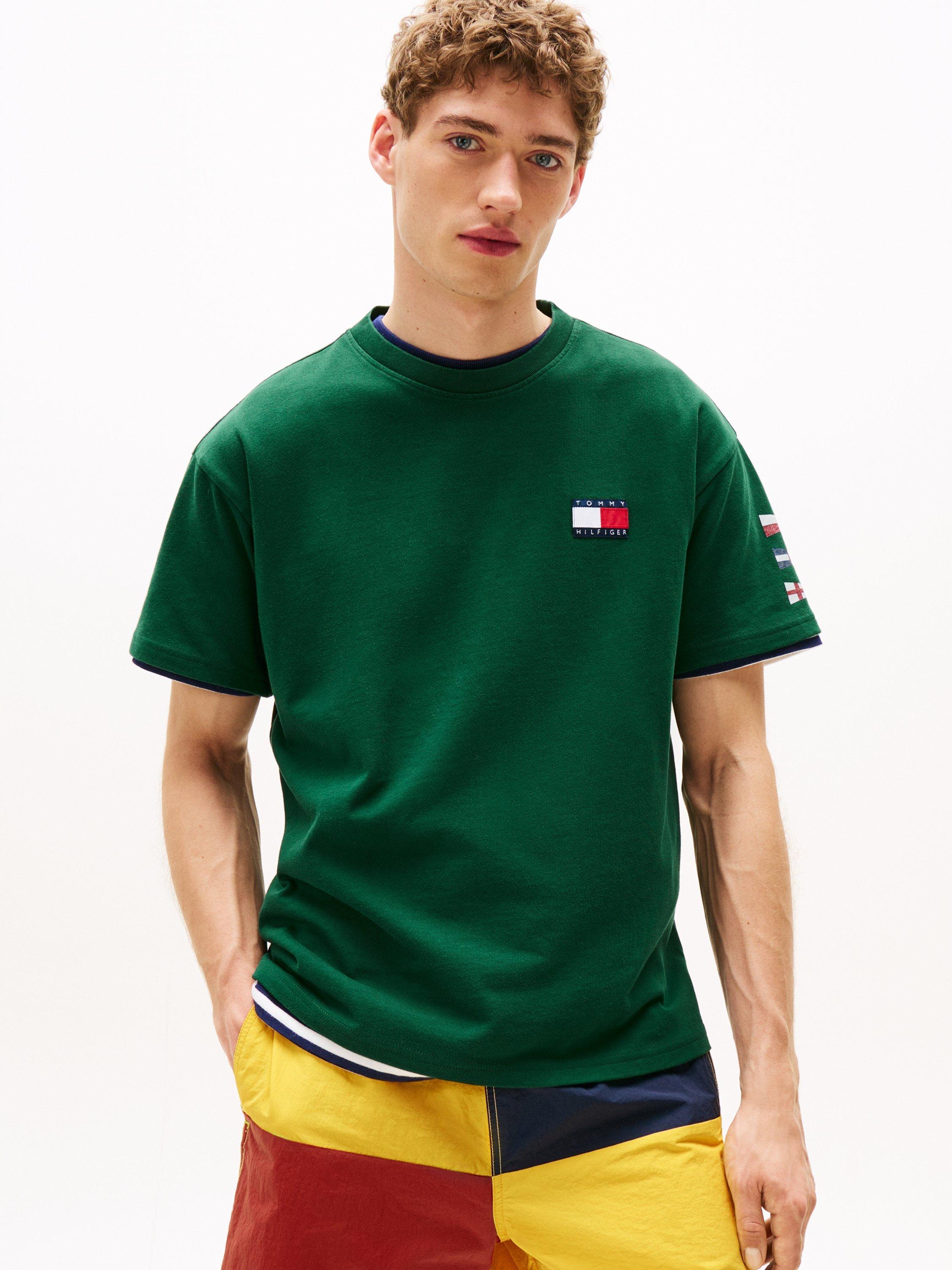 Product image 1 of 4, which shows Tommy Hilfiger Sailing Logo Regular Fit Short Sleeve Cotton T-Shirt, Ornamental Green, M