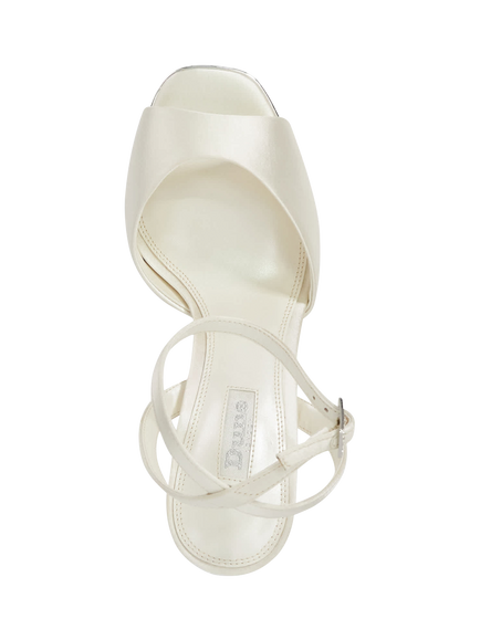 Dune London Mymuse Ivory Satin Bridal Platform Heeled Sandals, Ivory - view 2, Ivory