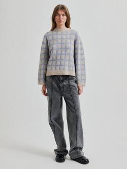 Second Female Lugano Check Wool Rich Jumper, Marina, Marina