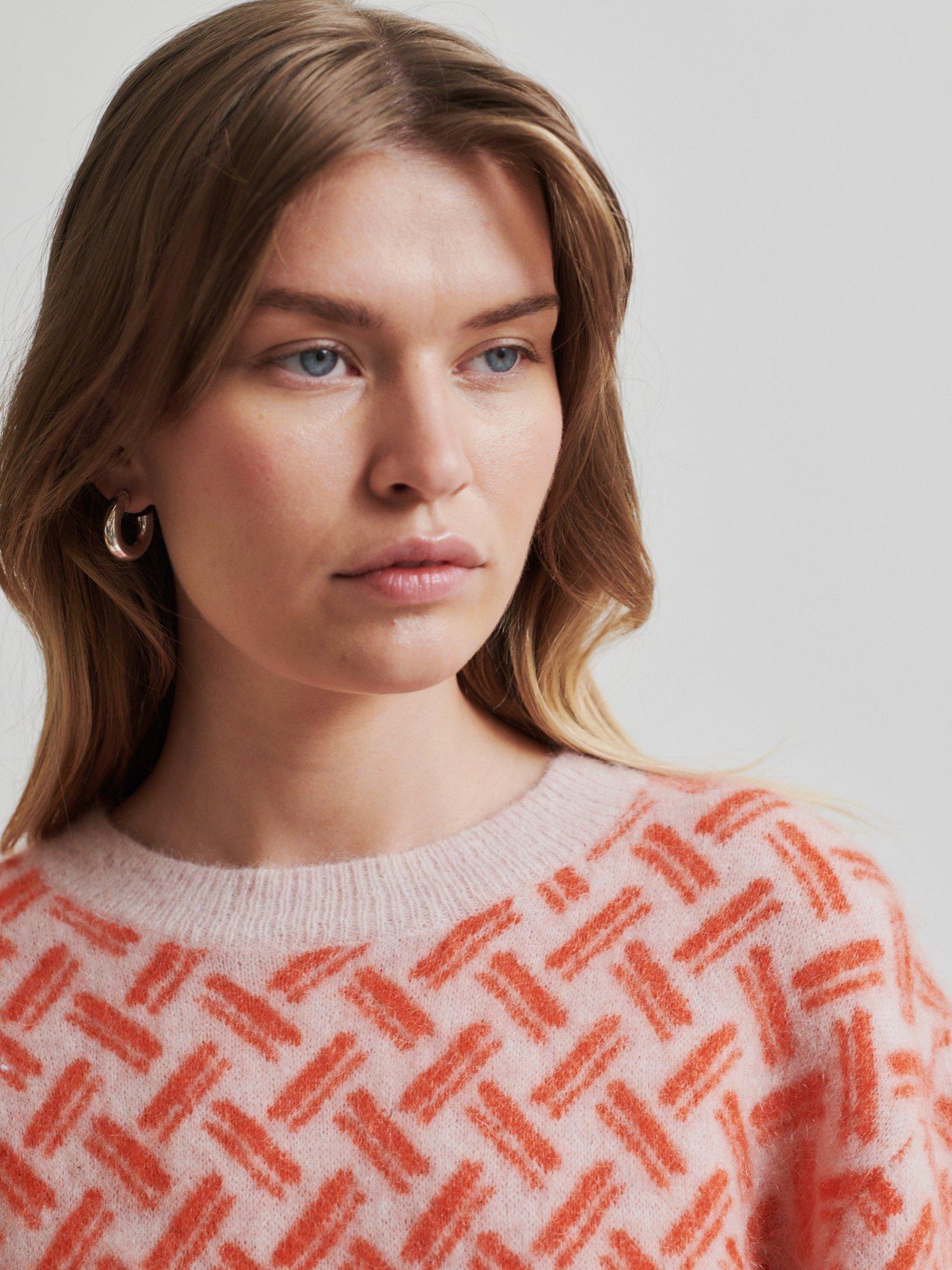 Product image 6 of 6, which shows Second Female Kaja Geometric Wool Rich Jumper, Poinciana, XS