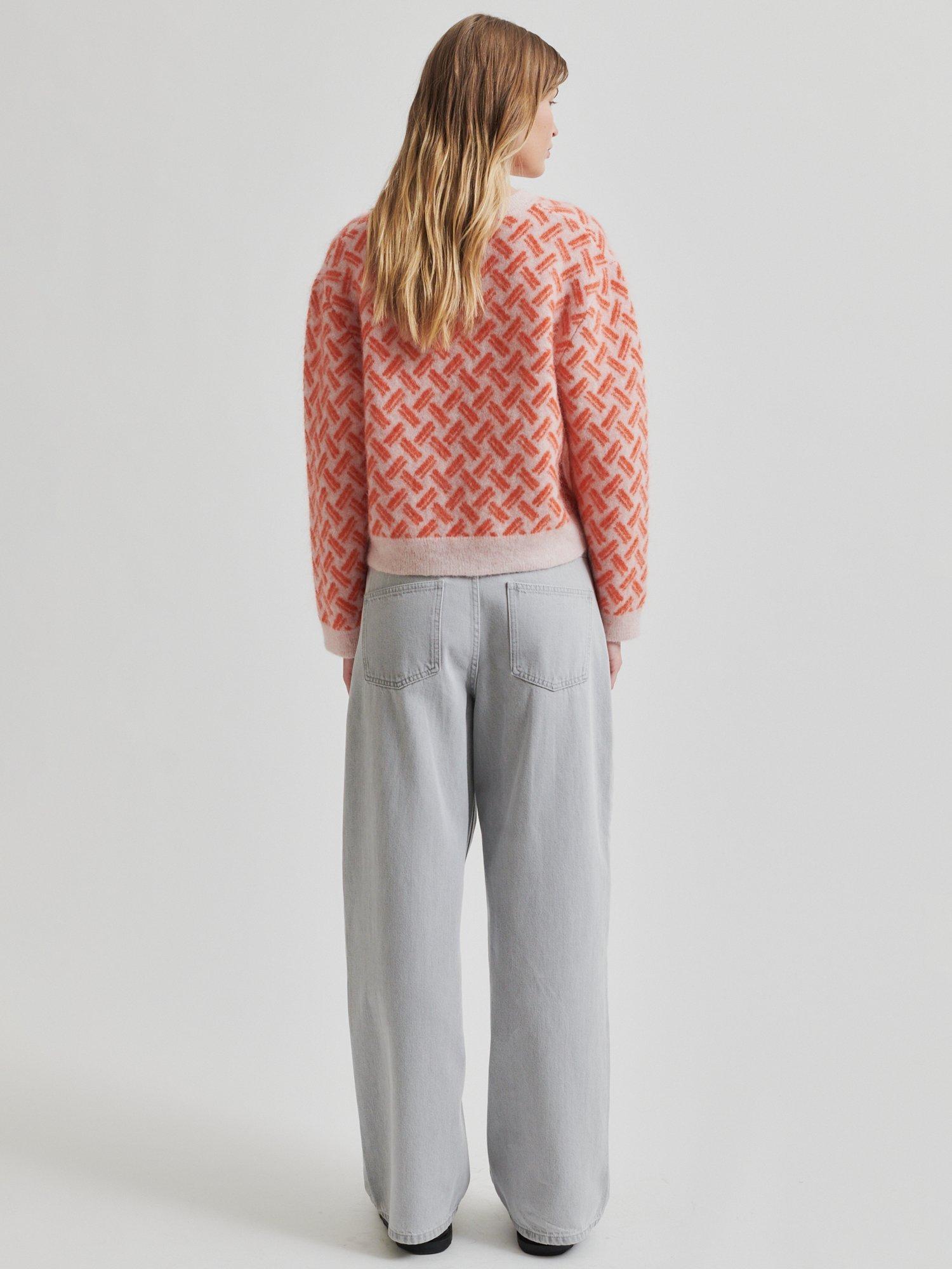 Product image 4 of 6, which shows Second Female Kaja Geometric Wool Rich Jumper, Poinciana, XS