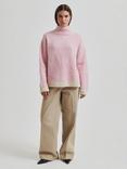 Second Female Capella Wool Rich Turtleneck Jumper, Pink/White