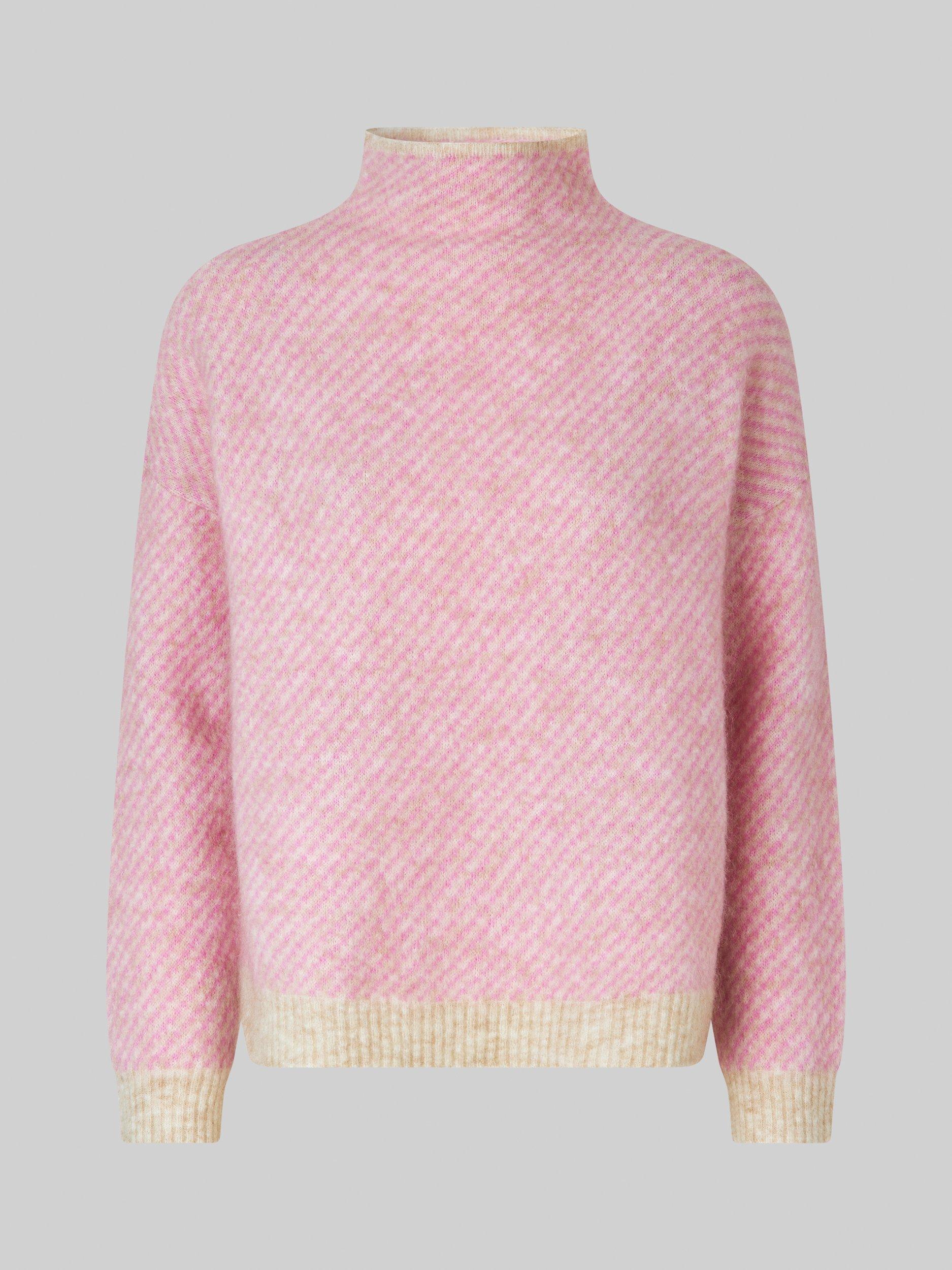 Product image 5 of 6, which shows Second Female Capella Wool Rich Turtleneck Jumper, Pink/White, XS