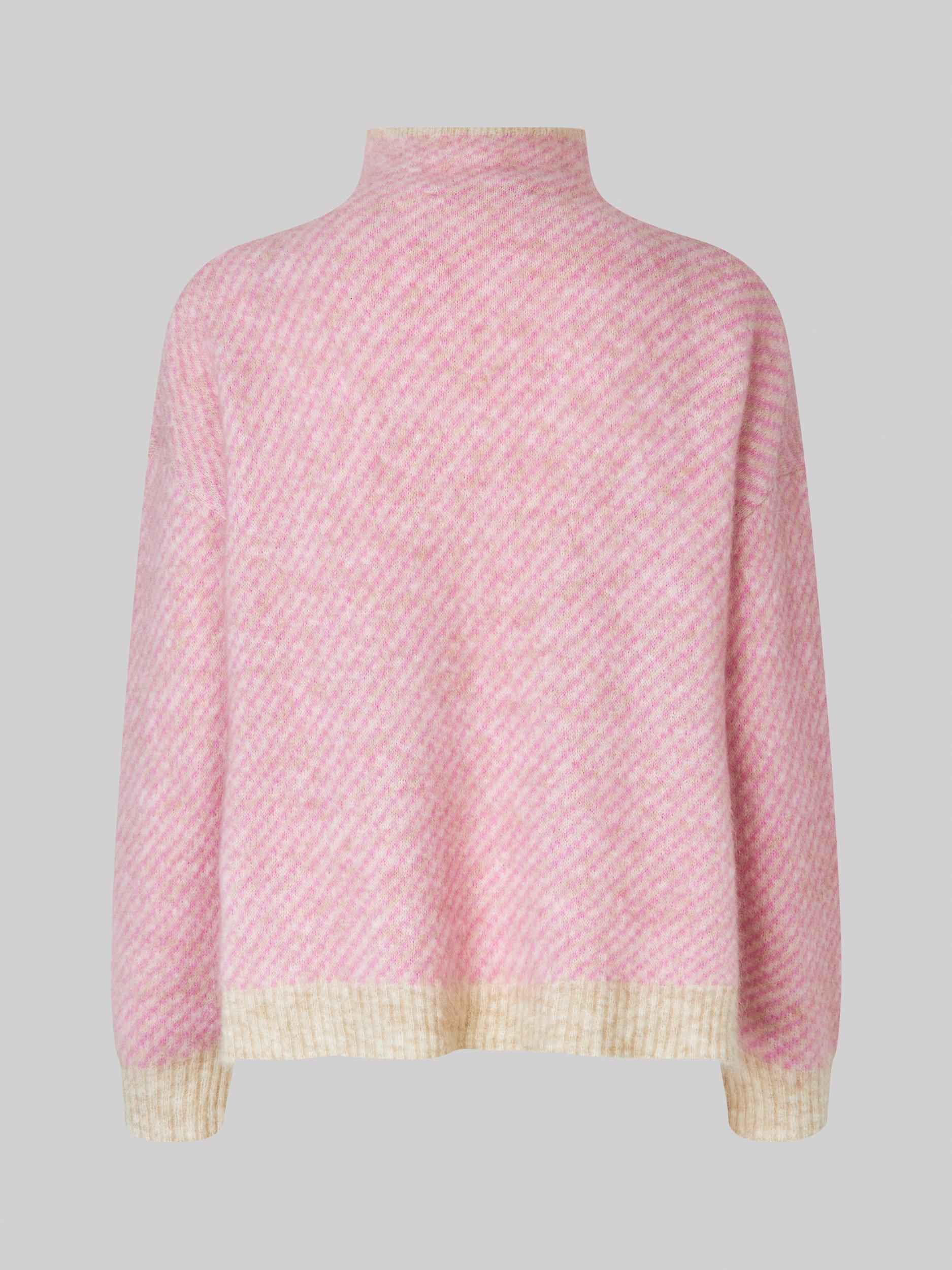 Product image 6 of 6, which shows Second Female Capella Wool Rich Turtleneck Jumper, Pink/White, XS