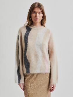 Second Female Marbel Stripe Wool Rich Jumper, Multi - view 2, Trench Coat