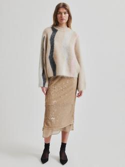 Second Female Marbel Stripe Wool Rich Jumper, Multi, Trench Coat