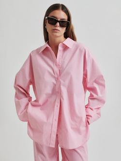 Second Female Lucine Oversized Pure Organic Cotton Shirt, Pink Cosmos - view 2, Pink Cosmos