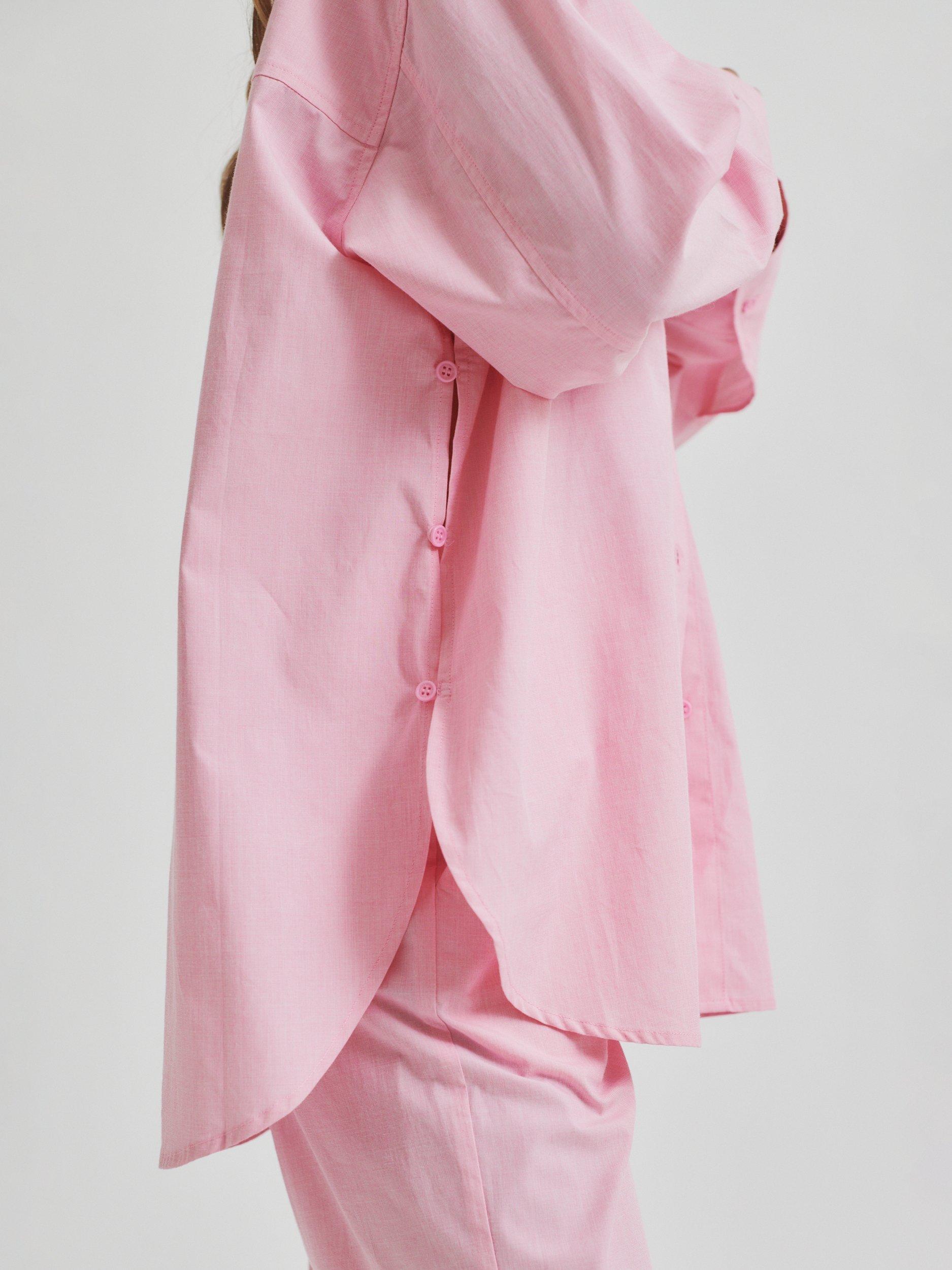 Product image 5 of 7, which shows Second Female Lucine Oversized Pure Organic Cotton Shirt, Pink Cosmos, XS