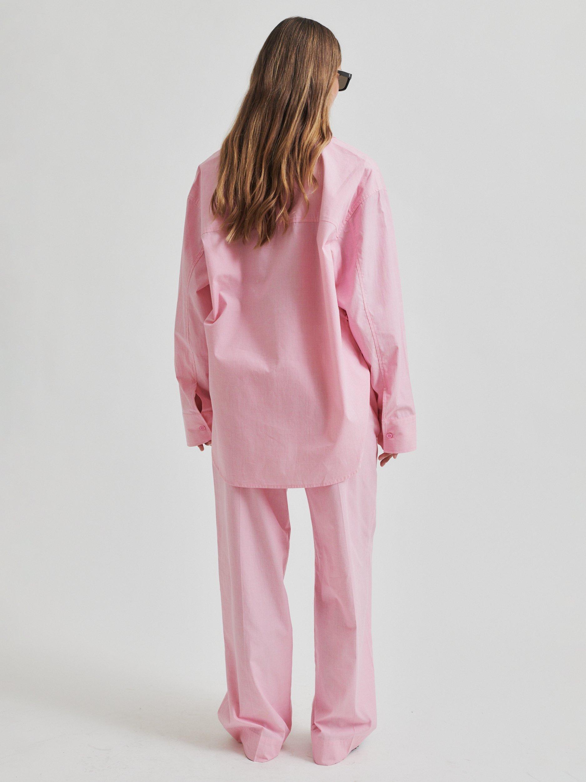 Product image 4 of 7, which shows Second Female Lucine Oversized Pure Organic Cotton Shirt, Pink Cosmos, XS