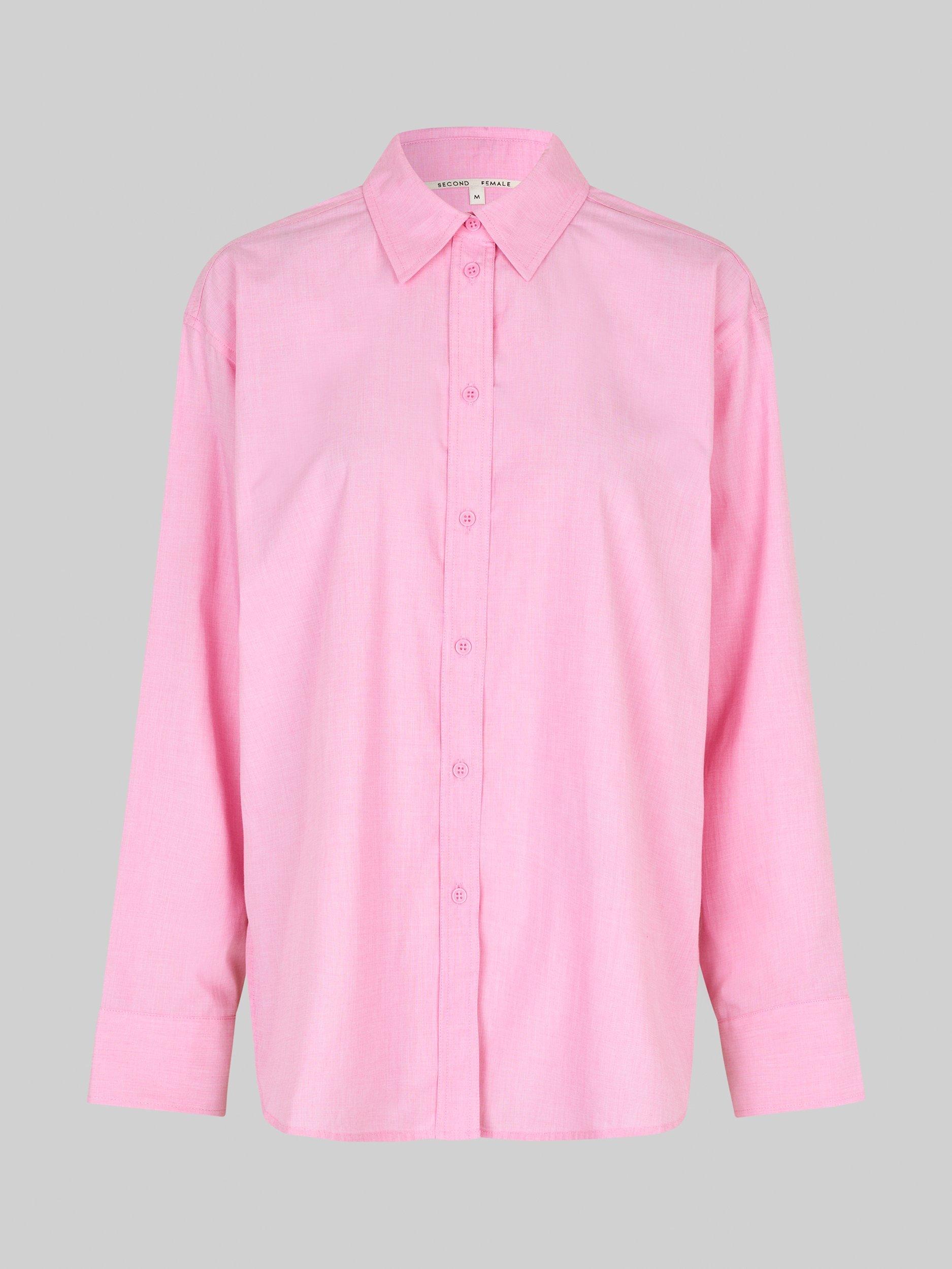Product image 6 of 7, which shows Second Female Lucine Oversized Pure Organic Cotton Shirt, Pink Cosmos, XS