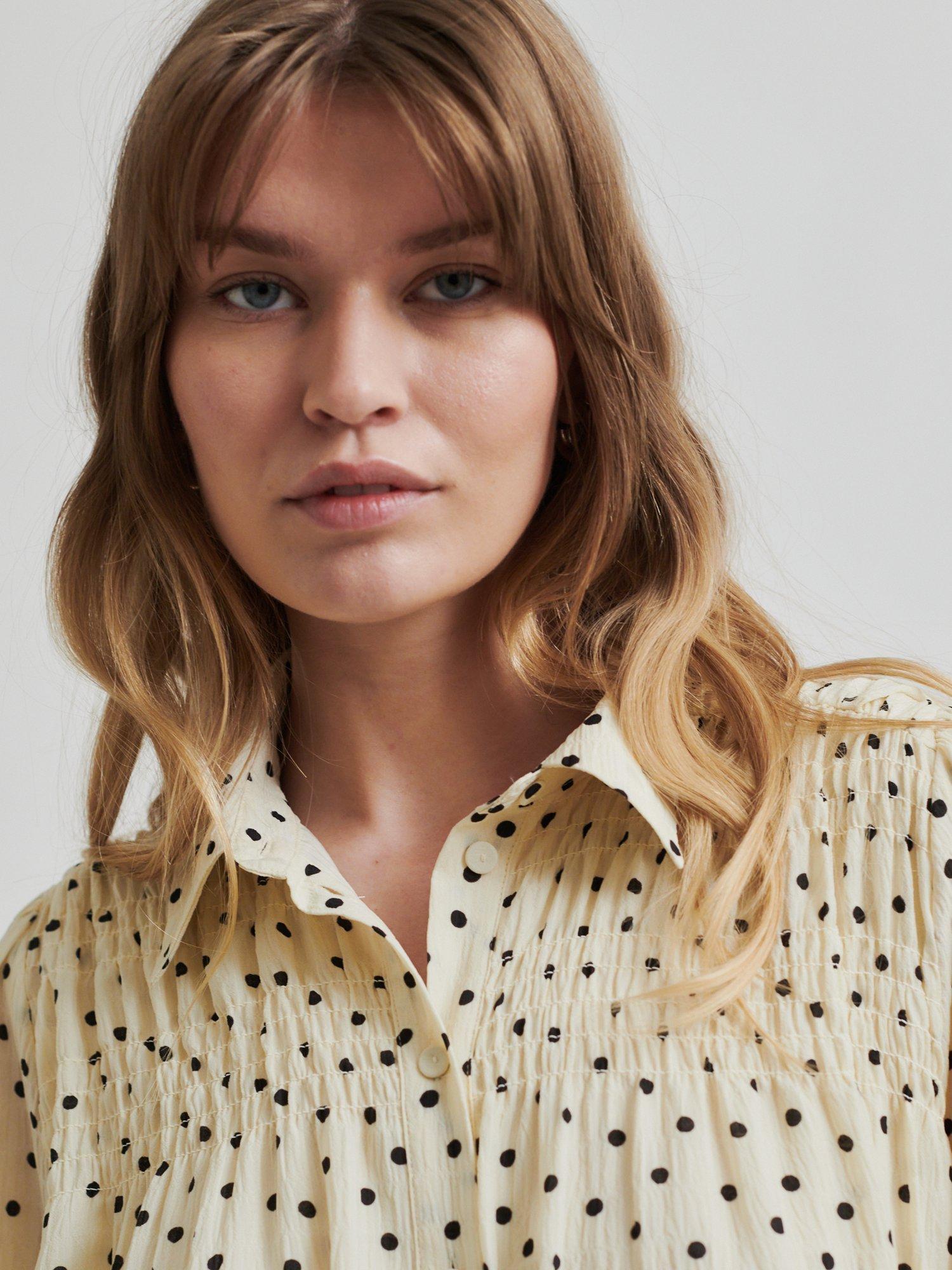 Product image 3 of 6, which shows Second Female Tuva Polka Dot Dress, Summer Sand, XS