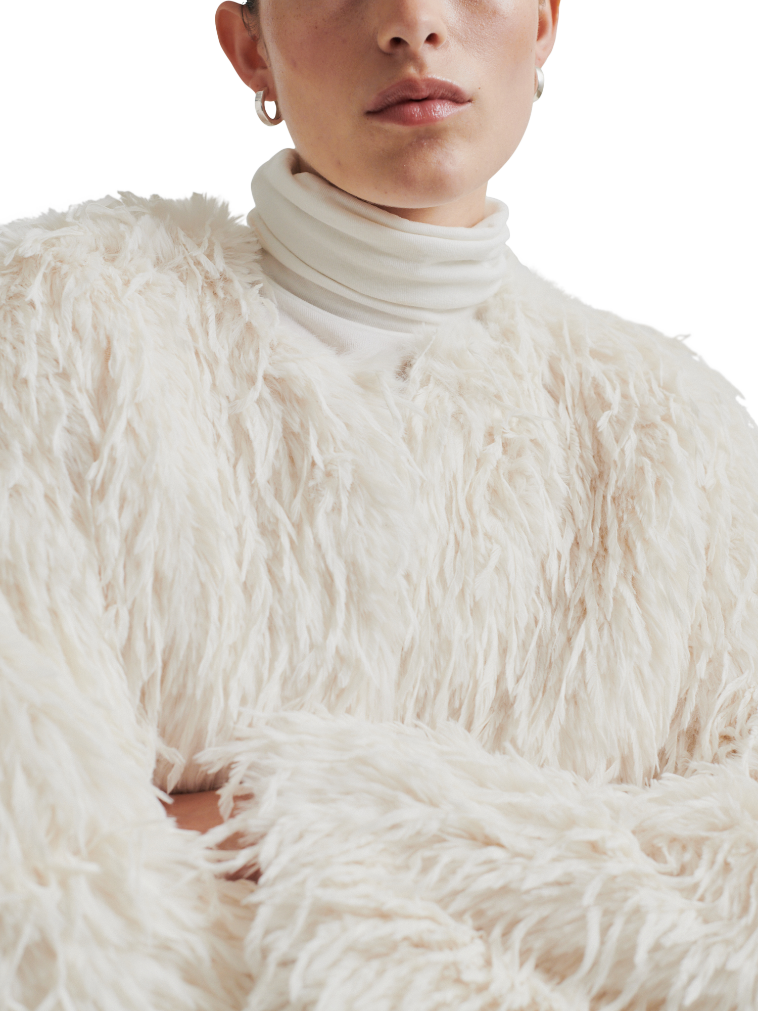 Product image 3 of 8, which shows Second Female Amani Shaggy Jacket, White, XS