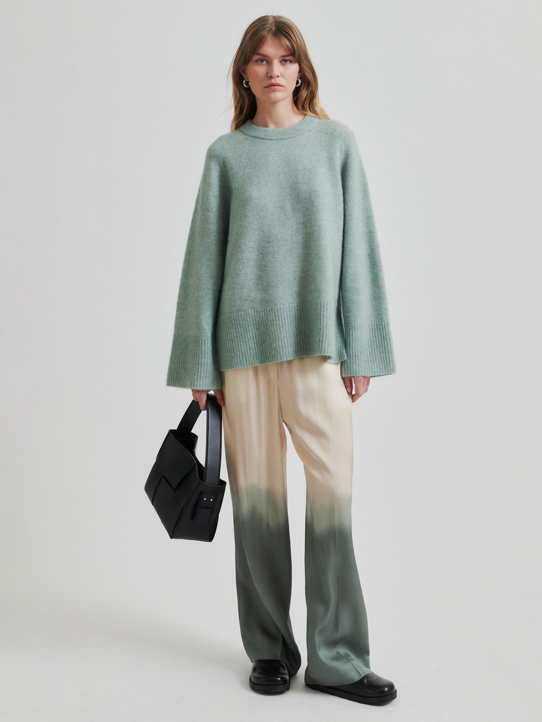 Product image 1 of 4, which shows Second Female Avora Ombre Trousers, Cream/Green, XS