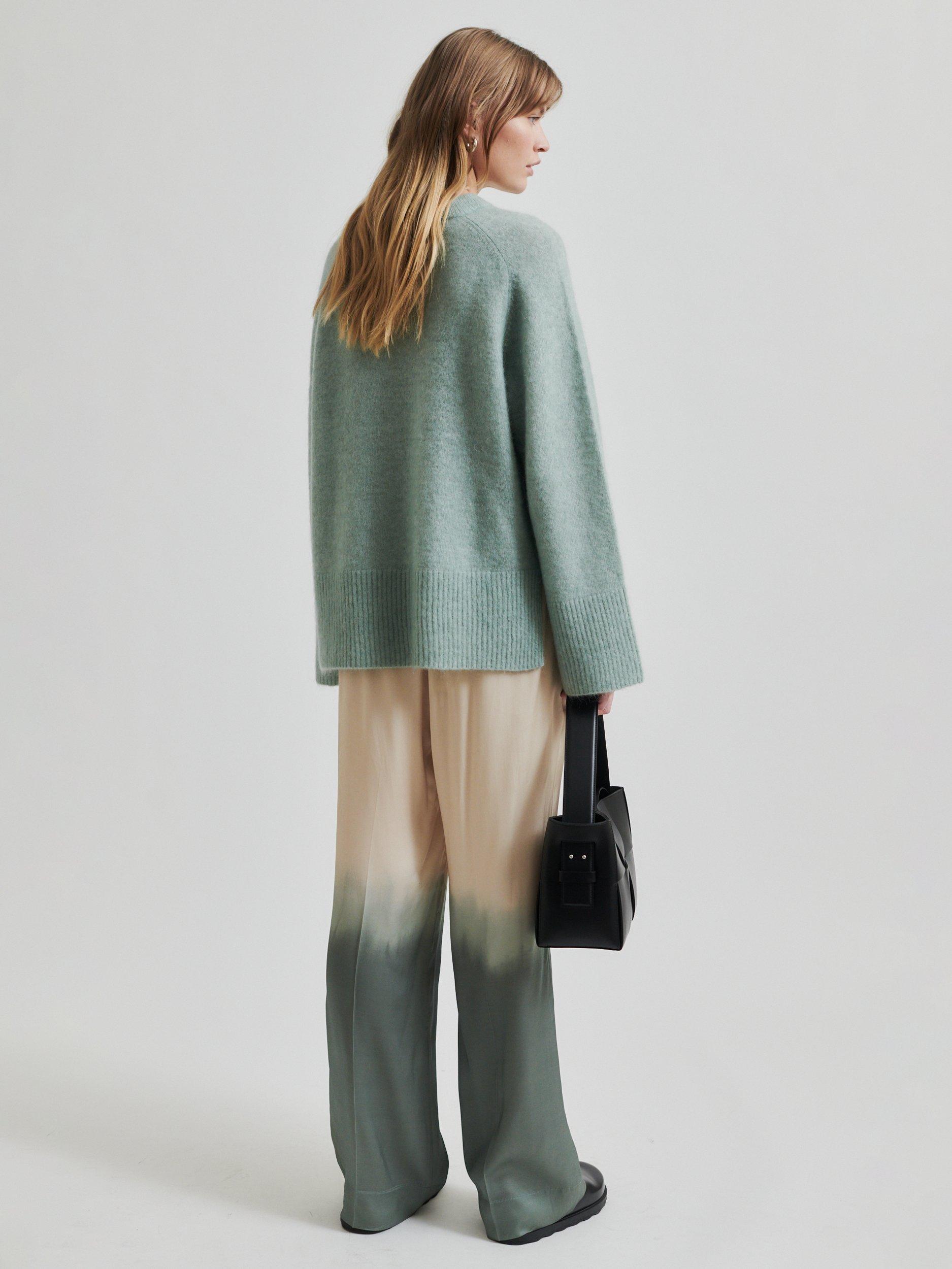 Product image 2 of 4, which shows Second Female Avora Ombre Trousers, Cream/Green, XS