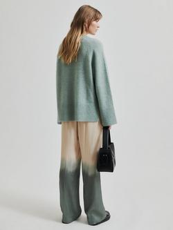 Second Female Avora Ombre Trousers containing LENZING™ ECOVERO™ Viscose - view 2, Cream/Green