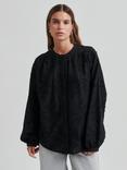 Second Female Cavan Textured Floral Organic Cotton Shirt, Black